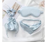 IYOU Seda Dormir Mascaras Colocar con Diademas Cabello Scrunchies Mora Seda Azul Ojo Cubrir Mancha Seda Viaje Siesta Apagón Dormido Ojo Máscara por Mujeres y Chicas