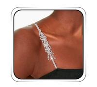 IYOU Sujetador con Tirantes de Cristal para Mujer Sujetador Flecos Plateados Correa para el Hombro Sujetador Strass Ropa Interior Correas Cadenas para Fiesta Vestido sin Espalda