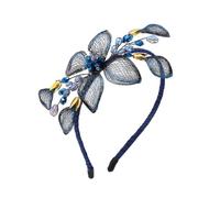 IYOU Vintage Alambre de Cobre Diademas Flores Azul Bandas para el Pelo Cristal Hecho a Mano Fiesta Promoción Boda Accesorios para el Cabello para Mujeres