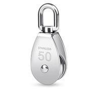 Iyowei 1pcs Bloque de Polea Giratoria, M50 Polea Simple Poleas de Bloque Carga 400KG, Polea de Acero Inoxidable para Cuerdas Tendedero de Ropa, Pesas y Gimnasio