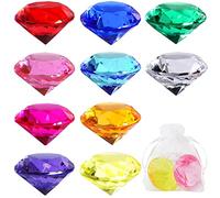 Iyowei 20PCS Diamante de Juguete 10 Colores Diamante Acrilico Piedras Grandes Multicolores para Niños+20 Bolsas Gasa Juguete de Gema Acrílica Decoración para Semana Santa, Navidad, Acuario