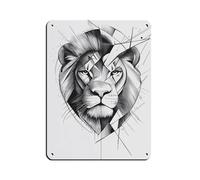IYTAFGYT Póster geométrico retro del Rey León, letrero de metal de estaño, arte elegante, pintura de hierro, bar, cueva de personas, cafetería, familia, garaje, póster decorativo de pared, 30 x 40 cm