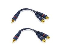 iYueMps 2 Piezas Cable RCA Audio Y Cinch 15cm Adaptador Rca 1 Macho 2 Hembra,Cinch 1 Macho a 2 Hembra RCA Cables para cable Subwoofer Activo, Cable Auxiliar Coche, Audio Altavoces