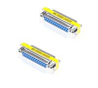 iYueMps 2 unidades DB25 cambiador de género DB25 acoplador D-SUB 25 pines hembra a hembra RS232 adaptador de puerto de transferencia de datos de 25 pines