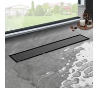 iYueMps Canaleta de Ducha Negro 100cm,2 en 1 Desagüe de Ducha de Acero Inoxidable con Antiolores y Filtro de Pelo, Desague Ducha Lineal