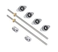 iYueMps Juego de 2 plomo tornillo 3D T8 de 1000mm OD 8mm de paso 2mm plomo 4mm, incluye plomo varilla barra lineal, tuerca de latón, eje de acoplamiento, rodamiento horizontal