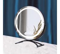IYUESQ 30/40/50cm Large Vanity Makeup Mirror with Lights, 3 Color Lighting Modes | Round Lighted Up Vanity Mirror with Dimming LED Halo,Tabletop Beauty Mirrors Touch Control White/Black/