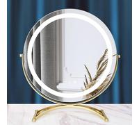 IYUESQ 30/40/50cm Large Vanity Makeup Mirror with Lights, 3 Color Lighting Modes | Round Lighted Up Vanity Mirror with Dimming LED Halo,Tabletop Beauty Mirrors Touch Control White/Black/