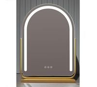 IYUESQ 360°Rotation Vanity Mirror with LED Light, A-rechargeableVanity Mirror, B-Non-Rechargeable Makeup Mirror, 3 Color Lighting, Smart Touch Control(A - Gold,30 * 50cm/11.8 * 19.7in)