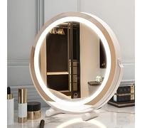 IYUESQ Large Vanity Makeup Mirror with Lights, 3 Color Modes Smart Touch Control Round Lighted Up Cosmetic Vanity Mirror with Dimming LED Halo For Dressing Room & Bedroom Tabletop (Color