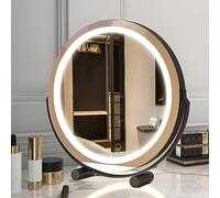 IYUESQ Large Vanity Makeup Mirror with Lights, 3 Color Modes Smart Touch Control Round Lighted Up Cosmetic Vanity Mirror with Dimming LED Halo For Dressing Room & Bedroom Tabletop (Color