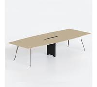 IYUESQ Mesa de conferencias Grande, 320 cm de Ancho x 120 cm de Profundidad, para Sala de reuniones, para 12-14 Personas, con Forma de Barco, con Patas de Metal.