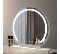 IYUESQ Mirror Dressing Table, Freestanding Tabel Top Shaving Mirror, Smart Touch 360°rotatable HD Vanity Mirror with Lights, Fill Light Up Mirror Makeup Circle Room Mirror with 3 Color Te