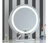 IYUESQ Round Cosmetic Mirror,Desktop Led Makeup Mirror Touch Switch with 3 Color Light Adjustment HD Mirror,Bedroom Living Room Bathroom Dressing Table Vanity Mirror,360°Rotating Cosmetic