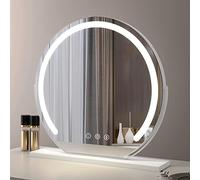 IYUESQ Round Cosmetic Mirror with Led Lights Dimmable Vanity Mirror, Desktop Led Makeup Mirror Touch Switch with 3 Color Light, 360°Rotating Cosmetic Mirror, Smart Mirror Touch, Gold (C
