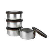 Iyulania Cuencos con tapa de acero inoxidable de 8.5 onzas, paquete de 4 cuencos pequeños irrompibles con tapas de plástico sin BPA para preparación de comidas, cocinar, aperitivos, sobras