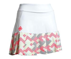 Izas Cantal Skirt Falda de Pádel para Mujer con Pantalón Interior. Mini Falda Elástica y Transpirable con Plisado y Múltiples Bolsillos. Color Blanco