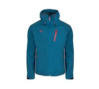 Izas - Chaqueta Impermeable para Hombre - Chaqueta con Cierre y Bolsillos de Cremallera - Chaqueta Técnica con Capucha Fija Ajustable - Ideal para Actividades al Aire Libre - Karako Azul y Rojo - L