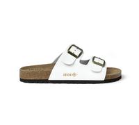 Izas Durtal V2 Sandalias para Mujer y Hombre de Verano Casual y Modernas. Chanclas de Playa para Caminar con Doble Cierre en Hebilla. Sandalias Unisex de Piel Cuero Color Blanco