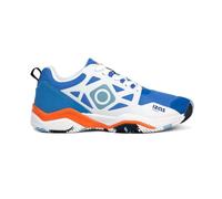 Izas Ibort Zapatillas de Padel para Hombre y Mujer con Cordones y Suela Antideslizante. Deportivas Ligeras y Transpirables de Alto Rendimiento. Zapatos Unisex para Pádel Color Blanco, Azul y Naranja