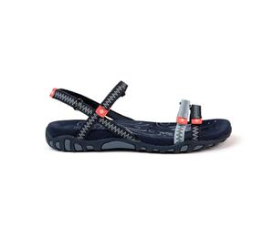 Izas Sandalias de Senderismo para Mujer Deportivas y Cómodas. Sandalias Planas para Trekking y Caminar de Diseño Ergonómico con 4 Ajustadores. Calzado Combinado de Verano. Color Azul y Rosa Talla 38