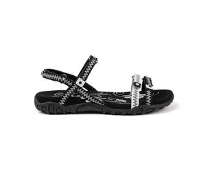 Izas Sandalias de Senderismo para Mujer - Sandalias Planas de Verano para Trekking y Caminar, Diseño Ergonómico con 4 Ajustadores, Calzado Combinado Deportivo. Color Blanco y Negro Talla 37