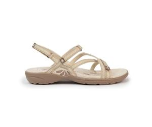Izas Tencelle V4 Sandalias de Mujer para Verano para Senderismo y Trekking. Calzado de Caminar Deportivo y Cómodo. Sandalias Planas con 3 Ajustadores. Color Beige