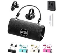 Izbdcy Lilyrhyme Fashionable Clip-On Wireless Headphones, Handbag-Style Clip-On Wireless Earbuds with LED Display, Open Ear Bluetooth Earbuds Ultra-Long Standby for Sports,Travel,Commuting (Black)