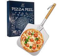 izdeel Pala para Pizza 12 inch Espatula Pizza con Superficie Grande 31 cm x 33 cm - Longitud Completa 68cm, Aluminio Anodizado Duradero y Manija en Madera Maciza Natural, Mango Extraíble