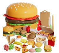 IZDUDO Frutas y Verduras Juguetes, 56 Pz Cortar Juguetes de Alimentos Cocina Accesorios de Imitación con Frutas Verduras Pizza Hamburguesa Mariscos Cortables, Juegos Educativos para Niños 3+ años#4