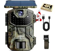 iZEEKER Cámara de Caza Solar, 4K 30fps 48MP Cámara Caza Nocturna con Batería de 2600 mAh 850nm IR LED Brillo Impermeabile IP66 para Vigilancia de la Vida Silvestre y Seguridad Interior