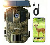 iZEEKER Cámara de Caza Solar, 4K Ultra HD 64MP Camara Fototrampeo con 32GB Micro SD Karte & 5200mAh Batería Recargable, Envio al Movil App y WiFi Bluetooth, Visión Nocturna, IP66 Impermeable