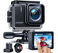 iZEEKER Cámara Deportiva 4K 20MP, Impermeable 40M, Cámara Subacuática con EIS Antivibración, Pantallas Táctiles, Videocámara, Gran Angular de 170°,2 Baterías, Control Remoto,WiFi, Multi Accesorios