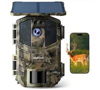 iZEEKER Solar WiFi Cámara de Caza, 4K 64MP Bluetooth con Visión Nocturna, 0.1s Tiempo de Disparo Activado por Movimiento, 5200mAh Batería y Tarjeta Micro SD de 32GB para Observación de Fauna