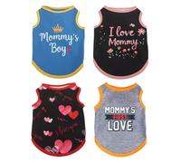 Izefia 4 Piezas de Camisas para Perros 4pcs Ropa Transpirable Amor MamÁ PapÁ Fresco Verano Tanque Camiseta Chaleco para Perro Pequeño Cachorro Gato Mediano