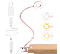 iZELL 23 LED Luz Lectura con Clip [3 Colores y 10 Brillos] Flexo LED Escritorio con Pinza 99.99% Bloqueo de Luz Azul Lámparas de Escritorio, Lámpara Mesa pare Estudio Trabajo Leer(Adaptador Incluido)