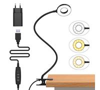 iZELL 23 LED Luz Lectura con Clip [3 Colores y 10 Brillos] Flexo LED Escritorio con Pinza, Lámpara de Mesa pare Estudio Trabajo Leer Lámparas de Escritorio Regulable con Cuello de Cisne - 70CM