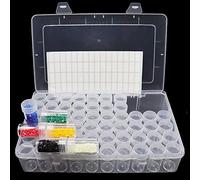 IZEYNO Caja de almacenamiento de pintura de diamantes 5D con 60 rejillas, accesorios de bricolaje con etiquetas adhesivas para cuentas, semillas, manualidades