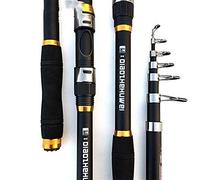 IZHAOGJING Cañas de Pescar en Mar,Cañas de Pescar Surfcasting for Blanco caña de Pescar FRP + Fibra de Carbono telescópica cañas de Pescar 2.1-3.6M(Black,3.6 m)