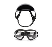 IZHAOGJING Casco para Perro, Casco para Mascotas Conjunto de Gafas y Casco for Perros medianos, Gafas de Sol con protección UV, Casco de Motocicleta Duradero con Orificio for la Oreja(Transparent)
