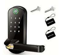 IZHAOGJING Cerradura electrónica,Cerradura inteligente de puerta inteligente con huella digital, aplicación, control remoto, pantalla táctil digital, impermeable, con 2 tarjetas(Black)
