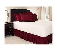 IZHAOGJING Cubre Somier, Faldones de Cama Falda de Cama elástica Lisa, decoración de Dormitorio en casa de Familia, 6 Colores S/M/L/XL(Burgundy,200x180cm)