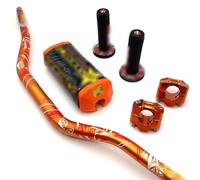 IZHAOGJING Manillar Moto,Manillar de Moto Manillar de la Motocicleta con Barra 1-1/8 "manija Las Almohadillas de Barras de Barras empuñaduras Dirt Pit Bike Motocross CNC 28.5mm Adaptador(Orange)