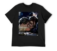 IZIWDORW Jack and Rose Titanic - Camiseta de manga corta con control de humedad, mezcla de algodón técnico para un estilo de vida activo, Negro, M