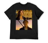IZIWDORW Jack and Rose Titanic - Camiseta de manga corta de algodón para hombre, longitud extendida, con silueta moderna para un aspecto moderno, Negro, S