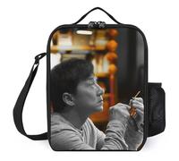 IZIWDORW Jackie Chan Lonchera de tela Oxford, compartimento espacioso con 4 ranuras, lavable a máquina y resistente al olor