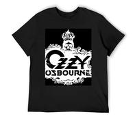 IZIWDORW Ozzy Osbourne - Camiseta clásica de algodón negra de manga corta atemporal esencial para armario minimalista, Negro, M