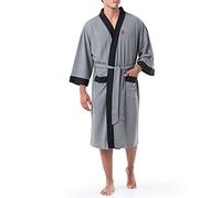 Izod Bata Kimono de Punto gofre Albornoz, Gris, Altoa única para Hombre