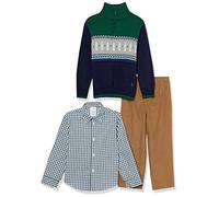 IZOD Boys' 3-Piece Sweater, Dress Shirt, and Pants Set, Hunter Fair Isle, 5