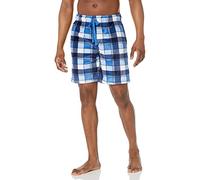 Izod Lite Touch Fleece Sleep and Lounge Short Pantalones de Pijama, Cuadros Azul/Blanco, L para Hombre